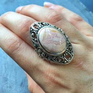Shop Rhodochrosite Rings! Rhodochrosite Ring, Natural Stone, Vintage Ring, Statement Ring, Large Stone Ring, Natural Stone Ring, Solid Silver Ring, Pure Silver | Natural genuine Rhodochrosite rings, simple unique handcrafted gemstone rings. #rings #jewelry #shopping #gift #handmade #fashion #style #affiliate #ad