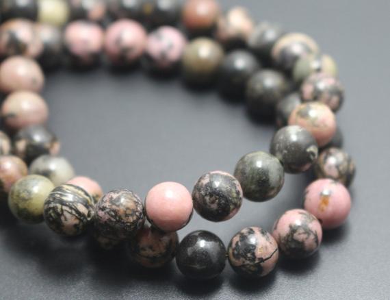 Rhodonite Beads,6mm/8mm/10mm/12mm Natural Smooth And Round Stone Beads,15 Inches One Starand