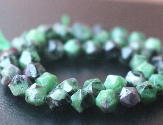 Ruby Zoisite Faceted Nugget Beads,6mm/8mm/10mm/12mm Faceted Ruby Zoisite Nugget Beads,15 Inches One Starand