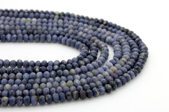 Genuine Natural Sapphire Rondelle Faceted Gemstone Beads (3mm X 4mm) -15.5" Strand - Rdf25
