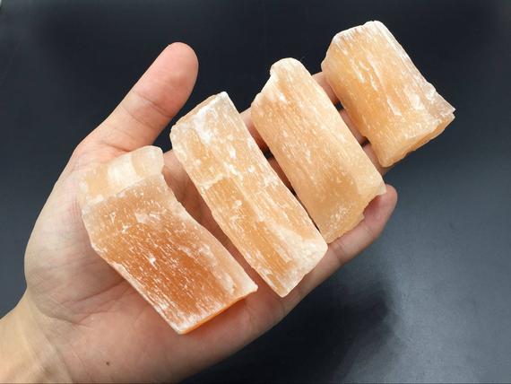1piece Peach Selenite Crystal Nugget Raw Pink Selenite From Morocco Orange Selenite Healing Crystal Stone Mineral Specimen Cd
