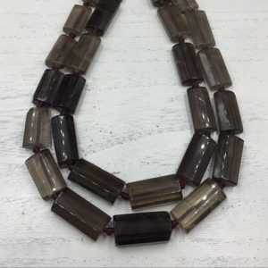 Shop Smoky Quartz Bead Shapes! 8 Sided Smoky Quartz Rectangle Beads Chunky Smoky Quartz Crystal Beads Vertical Drilled Slice Slab Beads 13-15*27-30mm 13pieces/strand | Natural genuine other-shape Smoky Quartz beads for beading and jewelry making.  #jewelry #beads #beadedjewelry #diyjewelry #jewelrymaking #beadstore #beading #affiliate #ad