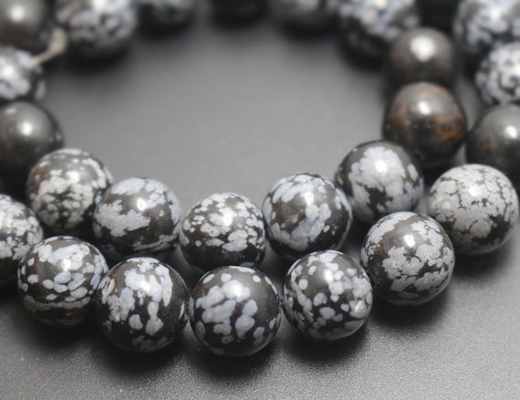 Black Snowflake Obsidian Beads,4mm/6mm/8mm/10mm/12mm Smooth And Round Stone Beads,15 Inches One Starand