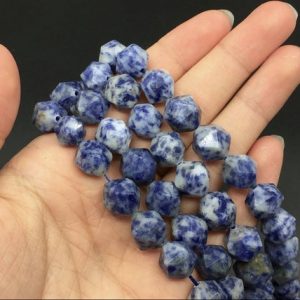 12mm Faceted Blue Dalmatian Beads Sodalite Cube Beads Hexagon Beads Natural Gemstone Semiprecious Beads Supplies 15.5" Strand | Natural genuine other-shape Gemstone beads for beading and jewelry making.  #jewelry #beads #beadedjewelry #diyjewelry #jewelrymaking #beadstore #beading #affiliate #ad
