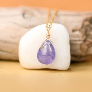Tanzanite necklace – crystal necklace – teardrop necklace – solitaire necklace – purple necklace | Natural genuine Array jewelry. Buy crystal jewelry, handmade handcrafted artisan jewelry for women.  Unique handmade gift ideas. #jewelry #beadedjewelry #beadedjewelry #gift #shopping #handmadejewelry #fashion #style #product #jewelry #affiliate #ad