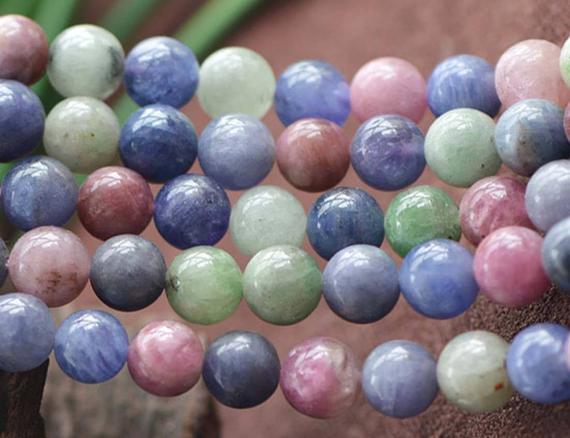 Natural Mixcolor Tanzanite Smooth And Round Beads,6mm/8mm/10mm/12mm Natural Tanzanite Beads Bulk Supply,15 Inches One Starand