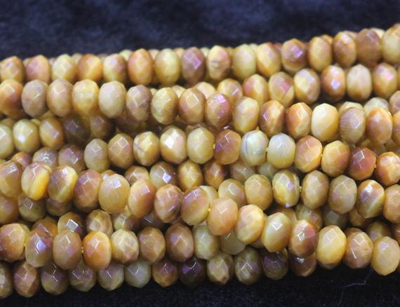 5x8mm Gold Tigereye Faceted Rondelle Beads,tigereye Wholesale Bulk Supply Beads,15 Inches One Starand