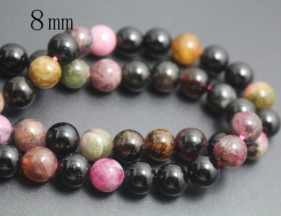 Natural Tourmaline Beads,natural Smooth And Round Tourmaline Beads,15 Inches One Starand