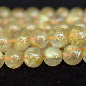 Shop Rutilated Quartz Beads! 15.5" 6mm AA Natural golden rutilated quartz round beads,golden color semi-precious stone, gemstone wholesale,natural crystal beads | Natural genuine beads Rutilated Quartz beads for beading and jewelry making.  #jewelry #beads #beadedjewelry #diyjewelry #jewelrymaking #beadstore #beading #affiliate #ad