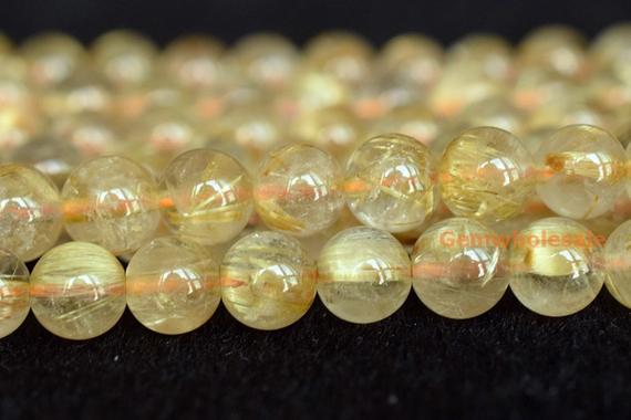 15.5" 6mm Aa Natural Golden Rutilated Quartz Round Beads,golden Color Semi-precious Stone, Gemstone Wholesale,natural Crystal Beads