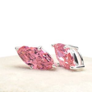Shop Zircon Pendants! 2 Marquise Pink Cubic Zircon Pendant / Connector, 18mm, Silver Plated over Brass Prong Setting. [M1160367] | Natural genuine Zircon pendants. Buy crystal jewelry, handmade handcrafted artisan jewelry for women.  Unique handmade gift ideas. #jewelry #beadedpendants #beadedjewelry #gift #shopping #handmadejewelry #fashion #style #product #pendants #affiliate #ad