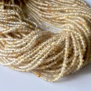 Shop Rutilated Quartz Rondelle Beads! 3mm Faceted Gold Rutilated Quartz Round Rondelles Beads, Excellent Quality Uniform Cut, 13 Inch Strand, GDS522 | Natural genuine rondelle Rutilated Quartz beads for beading and jewelry making.  #jewelry #beads #beadedjewelry #diyjewelry #jewelrymaking #beadstore #beading #affiliate #ad