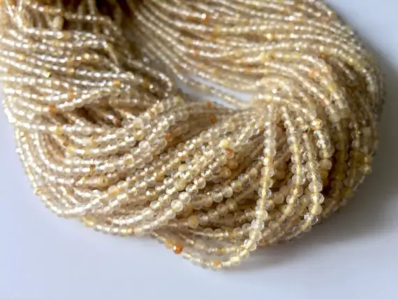 3mm Faceted Gold Rutilated Quartz Round Rondelles Beads, Excellent Quality Uniform Cut, 13 Inch Strand, Gds522