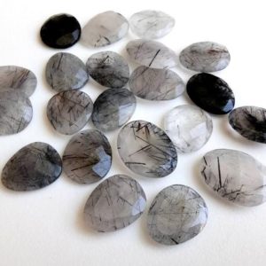 Shop Rutilated Quartz Cabochons! 22-27mm Black Rutilated Quartz Faceted Cabochon, Natural Black Rutile Rose Cut Flat Back Cabochons, 5 Pcs Loose Rutile For Jewelry – PUSDG8 | Natural genuine stones & crystals in various shapes & sizes. Buy raw cut, tumbled, or polished gemstones for making jewelry or crystal healing energy vibration raising reiki stones. #crystals #gemstones #crystalhealing #crystalsandgemstones #energyhealing #affiliate #ad
