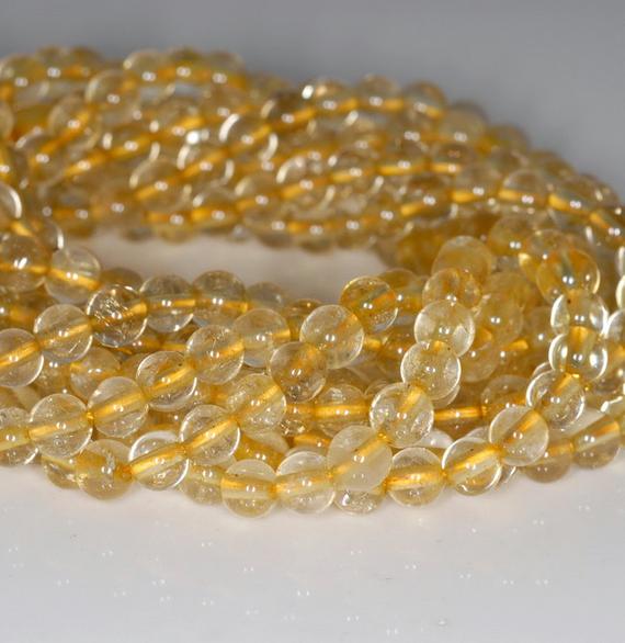 5mm Gold Rutilated Quartz Gemstone Clear Round Loose Beads 15.5 Inch Full Strand (80001195-174)