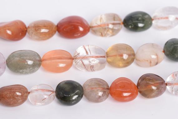 8-10mm Multicolor Rutilated Quartz Beads Pebble Nugget Grade Aa Genuine Natural Gemstone Loose Beads 16" /7.5"bulk Lot Options (108550)