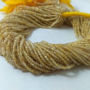 Shop Rutilated Quartz Faceted Beads! Micro Golden Rutilated Quartz Faceted Rondelle Gemstone Beads Strand, AAA Tiny Rutilated Jewelry Making Necklace Beads Wholesale Price | Natural genuine faceted Rutilated Quartz beads for beading and jewelry making.  #jewelry #beads #beadedjewelry #diyjewelry #jewelrymaking #beadstore #beading #affiliate #ad