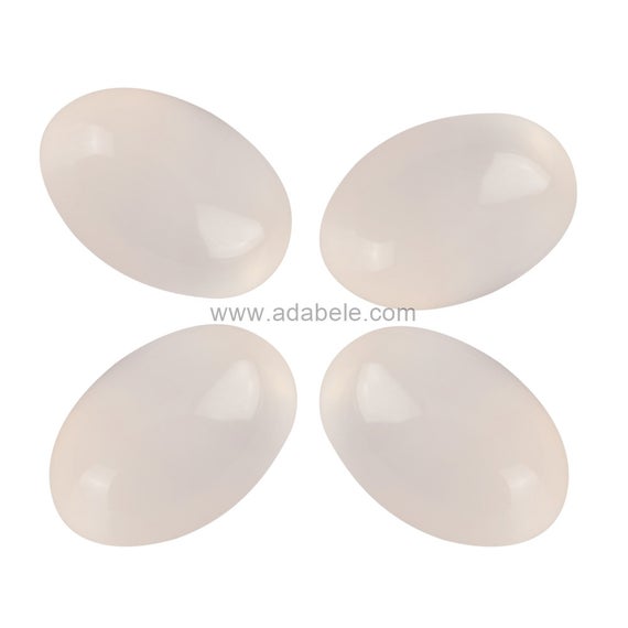 2pcs Aaa Natural White Agate Translucent Oval Cabochon Arc Bottom Gemstone Beads 20x15mm Or 0.79" X 0.6" #gn23