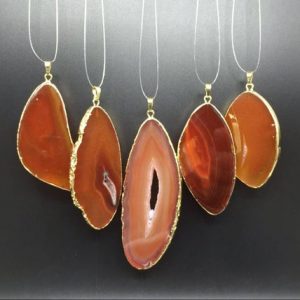 Shop Agate Bead Shapes! Natural Red Agate Slice Pendant Gold Plated Agate Pendant Natural Drusy Agate Quartz Pendant Wholesale Agate Gemstone Pendant AGSDP | Natural genuine other-shape Agate beads for beading and jewelry making.  #jewelry #beads #beadedjewelry #diyjewelry #jewelrymaking #beadstore #beading #affiliate #ad