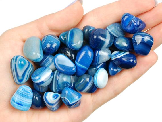 Blue Agate Tumbled Stone, Blue Agate, Tumbled Stones, Crystals, Stones, Gifts, Rocks, Gems, Gemstones, Zodiac Crystals, Healing Crystals