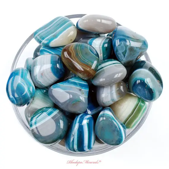 Agate Tumbled Stone, Agate Tumbled Stones, Blue Agate, Stones, Crystals, Rocks, Gifts, Wedding Favors, Gemstones, Gems, Zodiac Crystals