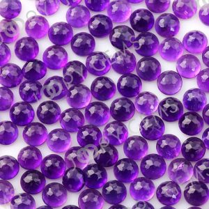 Shop Amethyst Cabochons! Amethyst (African) Cabochon 5mm Rose Cut Round  – per stone | Natural genuine stones & crystals in various shapes & sizes. Buy raw cut, tumbled, or polished gemstones for making jewelry or crystal healing energy vibration raising reiki stones. #crystals #gemstones #crystalhealing #crystalsandgemstones #energyhealing #affiliate #ad