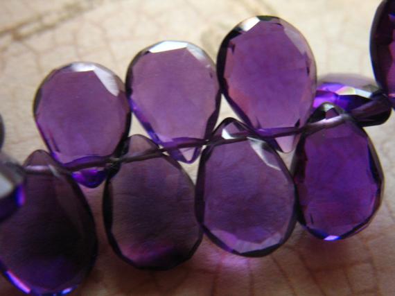 2-20 Pcs / Purple Amethyst Quartz Pear Briolettes / Faceted Pear, 9-10.5 Mm / February Birthstone Gemstone Gems Wholesale Solo Bsc64 Bgg