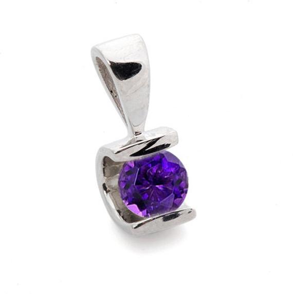 Amethyst Pendant 1/2 Ct-white Gold Pendant-amethyst Necklace-women Jewelry-birthstone Necklace-for Here-thanksgiving Present-holidays Gift