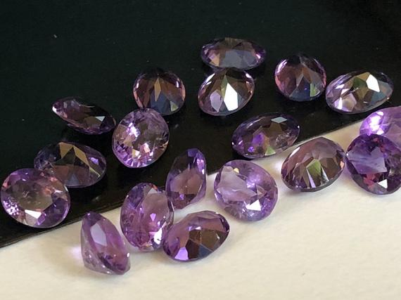 7x9mm African Amethyst Oval Cut Stone Lot, Natural Pointed Back Oval Faceted Amethyst, 18 Cts Loose Purple Amethyst For Jewelry - Ang66