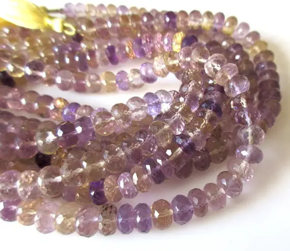 Ametrine Faceted Rondelle Beads, 8mm/9mm Ametrine Beads, Ametrine Gemstone Beads, Loose Ametrine Beads, Natural Ametrine Beads, Gds1120