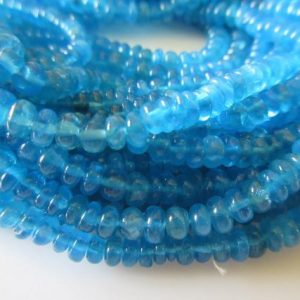 Shop Apatite Rondelle Beads! Finest Quality Apatite Smooth Rondelle Beads, Neon Blue Apatite Rondelles, 3mm To 5mm Apatite, 18 Inch Strand, GDS719 | Natural genuine rondelle Apatite beads for beading and jewelry making.  #jewelry #beads #beadedjewelry #diyjewelry #jewelrymaking #beadstore #beading #affiliate #ad