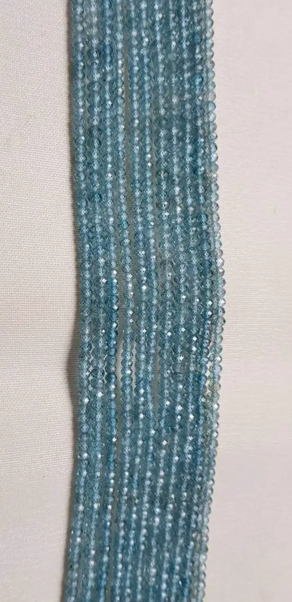 Bead Natural Blue Zircon 3mm Round Faceted 8" Each .beautiful And Rare Bead. Designer Quality.aaa Grade.