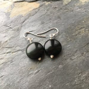 Shop Rainbow Obsidian Jewelry! Black Rainbow Obsidian Smooth Coin Littles Earrings Sterling Silver Minimalist basic Affordable Cute Minimalist | Natural genuine Rainbow Obsidian jewelry. Buy crystal jewelry, handmade handcrafted artisan jewelry for women.  Unique handmade gift ideas. #jewelry #beadedjewelry #beadedjewelry #gift #shopping #handmadejewelry #fashion #style #product #jewelry #affiliate #ad
