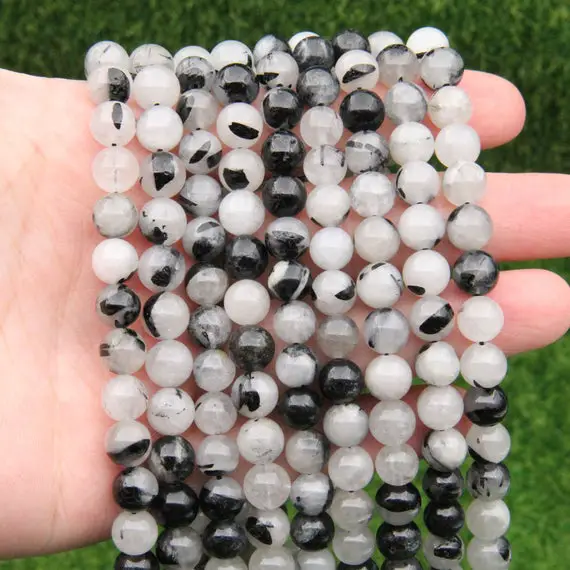 Black Rutilated Quartz Round Beads,top Quality Rutilated Round Beads,6mm 8mm 10mm Round Gemstone Beads,jewelry Gemstone Wholesale Beads.
