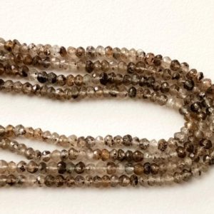 Shop Rutilated Quartz Faceted Beads! 4-4.5mm Black Rutile Quartz Faceted Rondelle Beads, Rutilated Quartz Beads, Rutile Quartz For Necklace, 13 Inch Strand Rutile Beads- AG5030 | Natural genuine faceted Rutilated Quartz beads for beading and jewelry making.  #jewelry #beads #beadedjewelry #diyjewelry #jewelrymaking #beadstore #beading #affiliate #ad