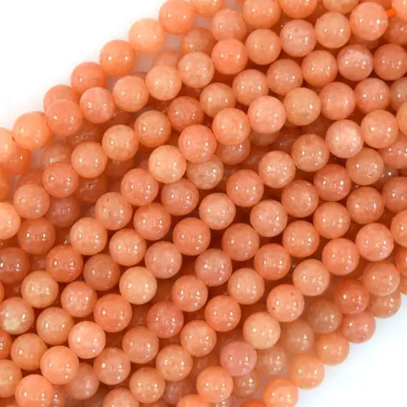 Natural Peach Orange Calcite Round Beads 15.5" Strand S1 6mm 8mm 10mm
