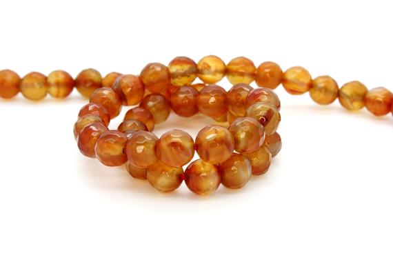 Carnelian, Natural Carnelian Faceted Round Sphere Ball Loose Gemstone Beads Stone - Rnf73