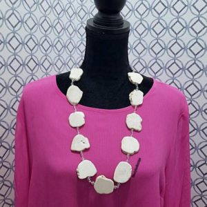 Statement Necklace – White Magnesite – Natural Gemstone – Bib Necklace – Weddings – BRIDESMAIDS Necklace – Gemstone Necklace – Christmas | Natural genuine Gemstone necklaces. Buy handcrafted artisan wedding jewelry.  Unique handmade bridal jewelry gift ideas. #jewelry #beadednecklaces #gift #crystaljewelry #shopping #handmadejewelry #wedding #bridal #necklaces #affiliate #ad