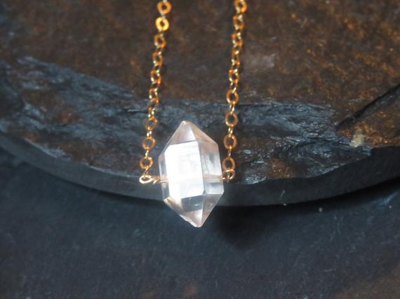 Custom Herkimer Diamond Necklace, Terminated Quartz Herkimer Necklace, Raw Diamond Necklace, Raw Gemstone Necklace