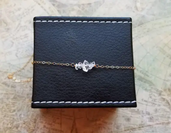 Dainty Herkimer Diamond Necklace, Ladies Dainty Jewelry, Anniversary Gift, Tiny Herkimer Necklace