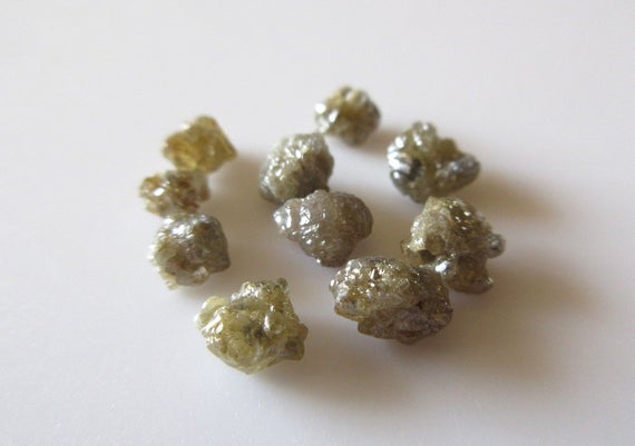 10 Pieces 5mm Light Brown Raw Rough Uncut Loose Diamond, Natural Uncut Diamond For Making Jewelry, Sku-dd61