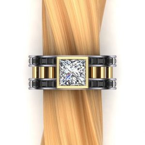 Same Sex 2-Carat Diamond Engagement Ring in Two-Tone Platinum and Gold — Masculine Ring | Natural genuine Array rings, simple unique alternative gemstone engagement rings. #rings #jewelry #bridal #wedding #jewelryaccessories #engagementrings #weddingideas #affiliate #ad