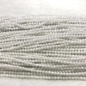 Faceted Clear Cubic Zirconia  2mm – 4mm Round Cut Loose Beads 15 inch Jewelry Supply Bracelet Necklace Material Support Wholesale | Natural genuine faceted Zircon beads for beading and jewelry making.  #jewelry #beads #beadedjewelry #diyjewelry #jewelrymaking #beadstore #beading #affiliate #ad