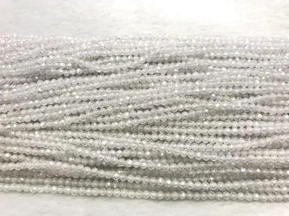 Faceted Clear Cubic Zirconia  2mm - 4mm Round Cut Loose Beads 15 Inch Jewelry Supply Bracelet Necklace Material Support Wholesale