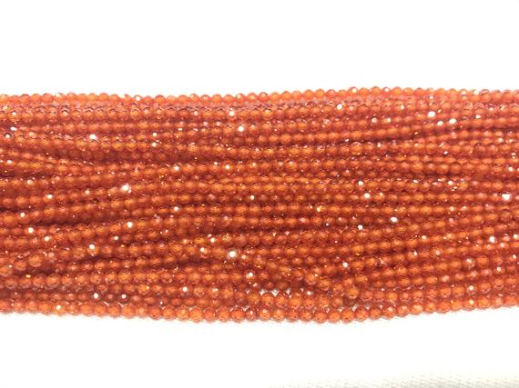 Faceted Light Orange Cubic Zirconia  2mm - 3mm Round Cut Loose Beads 15 Inch Jewelry Supply Bracelet Necklace Material Support Wholesale