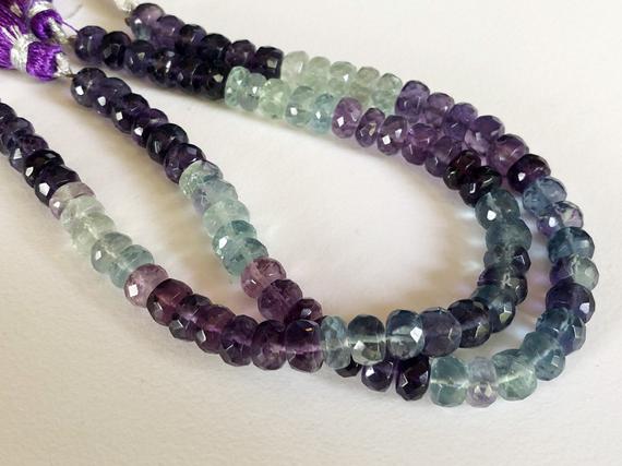 6.5-7mm Fluorite Faceted Rondelle Beads, Natural Multi Fluorite Beads, Fluorite Faceted Beads For Jewelry (4in To 8in Options) - Png12