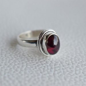 Shop Garnet Jewelry! Natural Garnet Ring-Handmade Silver Ring-925 Sterling Silver Ring-Oval Garnet Designer Ring-Gift for her-Promise Ring-Red Stone Ring | Natural genuine Garnet jewelry. Buy crystal jewelry, handmade handcrafted artisan jewelry for women.  Unique handmade gift ideas. #jewelry #beadedjewelry #beadedjewelry #gift #shopping #handmadejewelry #fashion #style #product #jewelry #affiliate #ad