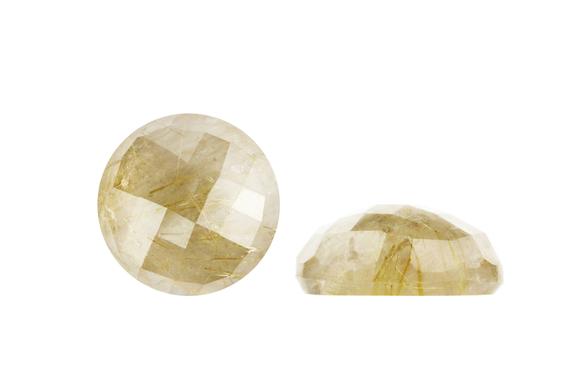 Golden Rutilated Quartz Cabochon - Faceted Cabochon - Round 6mm - 8mm - 10mm - 16mm - Natural Gemstones - Jewelry Making - Diy - 1 Cab