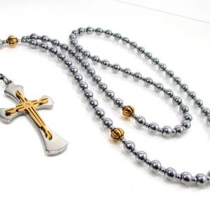 Shop Hematite Necklaces! Hematite Rosary Necklace for Women or Men, Handmade Gemstone Rosary Necklace with Stainless Steel Cross, Cross Beaded Necklace + Gift Box | Natural genuine Hematite necklaces. Buy crystal jewelry, handmade handcrafted artisan jewelry for women.  Unique handmade gift ideas. #jewelry #beadednecklaces #beadedjewelry #gift #shopping #handmadejewelry #fashion #style #product #necklaces #affiliate #ad
