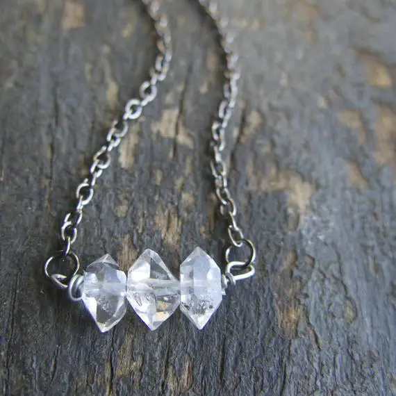 Herkimer Diamond Necklace Minimal Crystal For Her Mom Mother Sparkle Aries Zodiac Wife Birthstone Stone Girlfriend Mom Birthday April